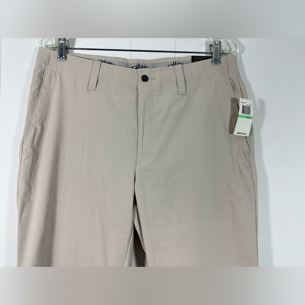 NEW Callaway Men’s Beige Golf Pants 34x30 Stretch Waistband Casual Straight Leg - Picture 2 of 12